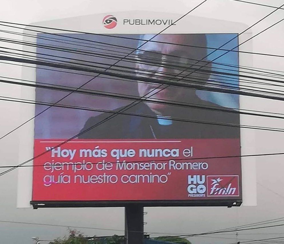 FMLN utiliza imagen de San Romero como propaganda electoral