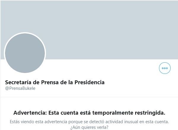 Twitter restringe cuenta de Secretaría de Prensa de Bukele