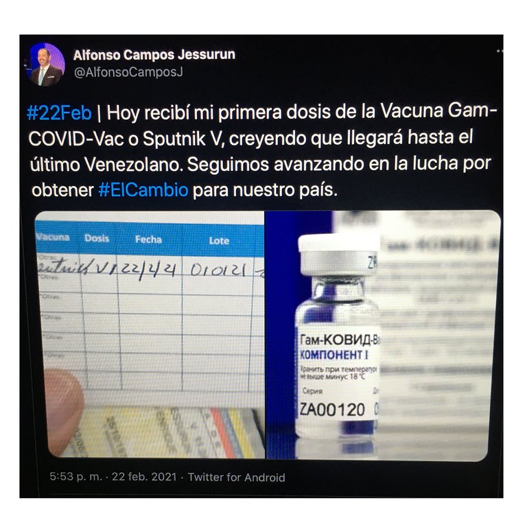 El régimen de Maduro comenzó a vacunar a diputados chavistas antes que personas en riesgo