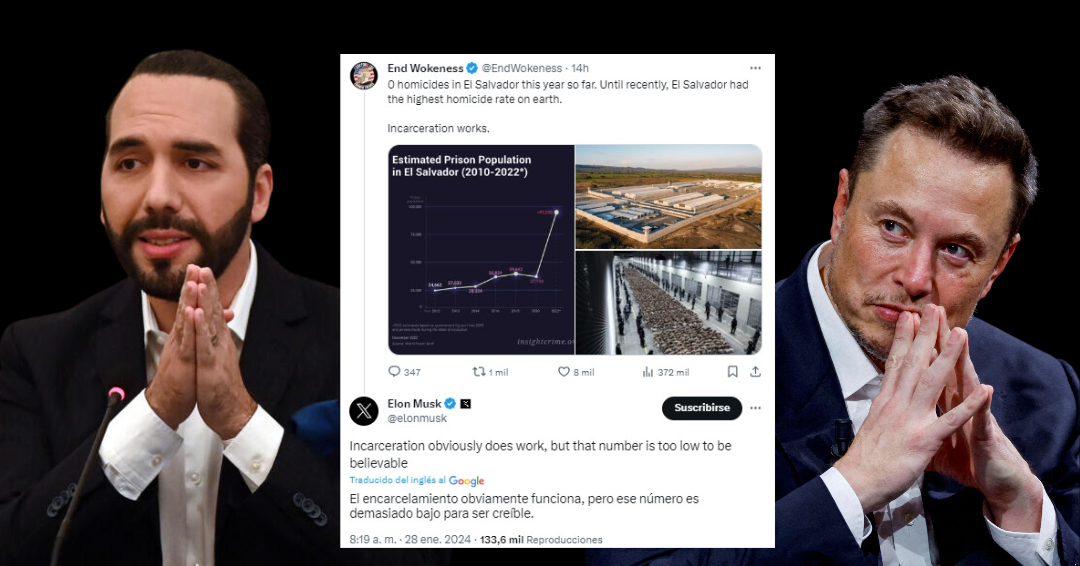 Elon Musk cuestiona la narrativa del gobierno de Bukele de "cero