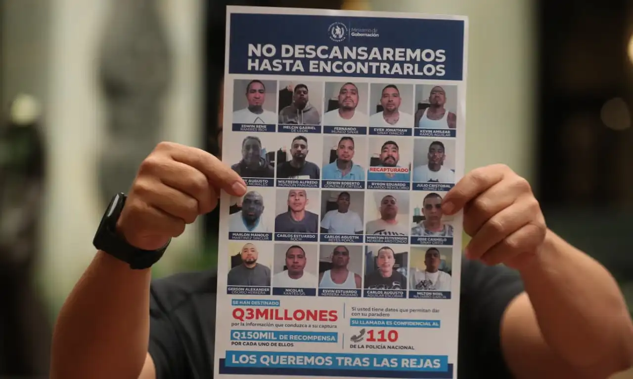 Gobierno guatemalteco ofrece 3 millones de quetzales en recompensas por información que ayude a recapturar a pandilleros