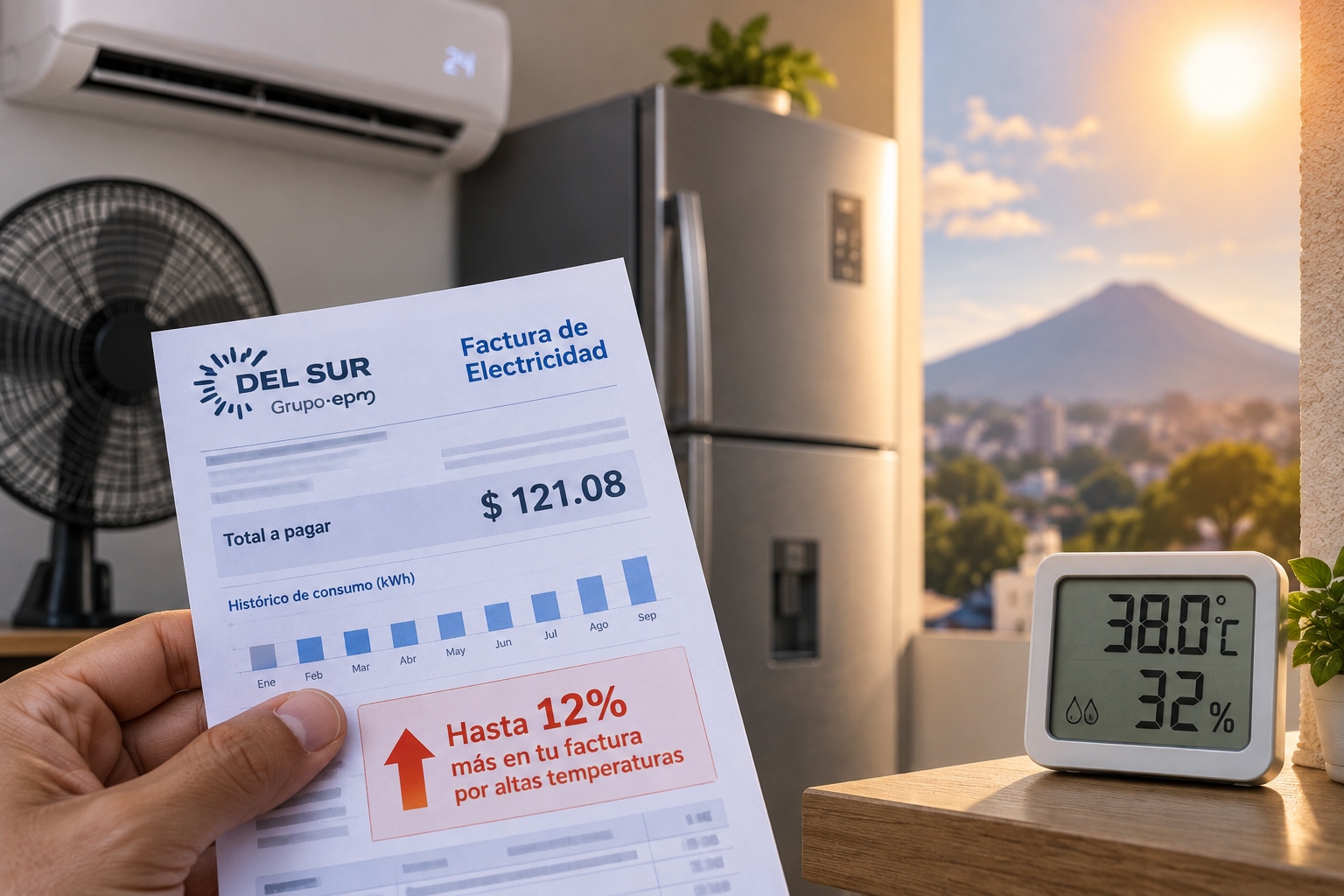 Calor puede elevar hasta 12% la factura eléctrica de los hogares salvadoreños