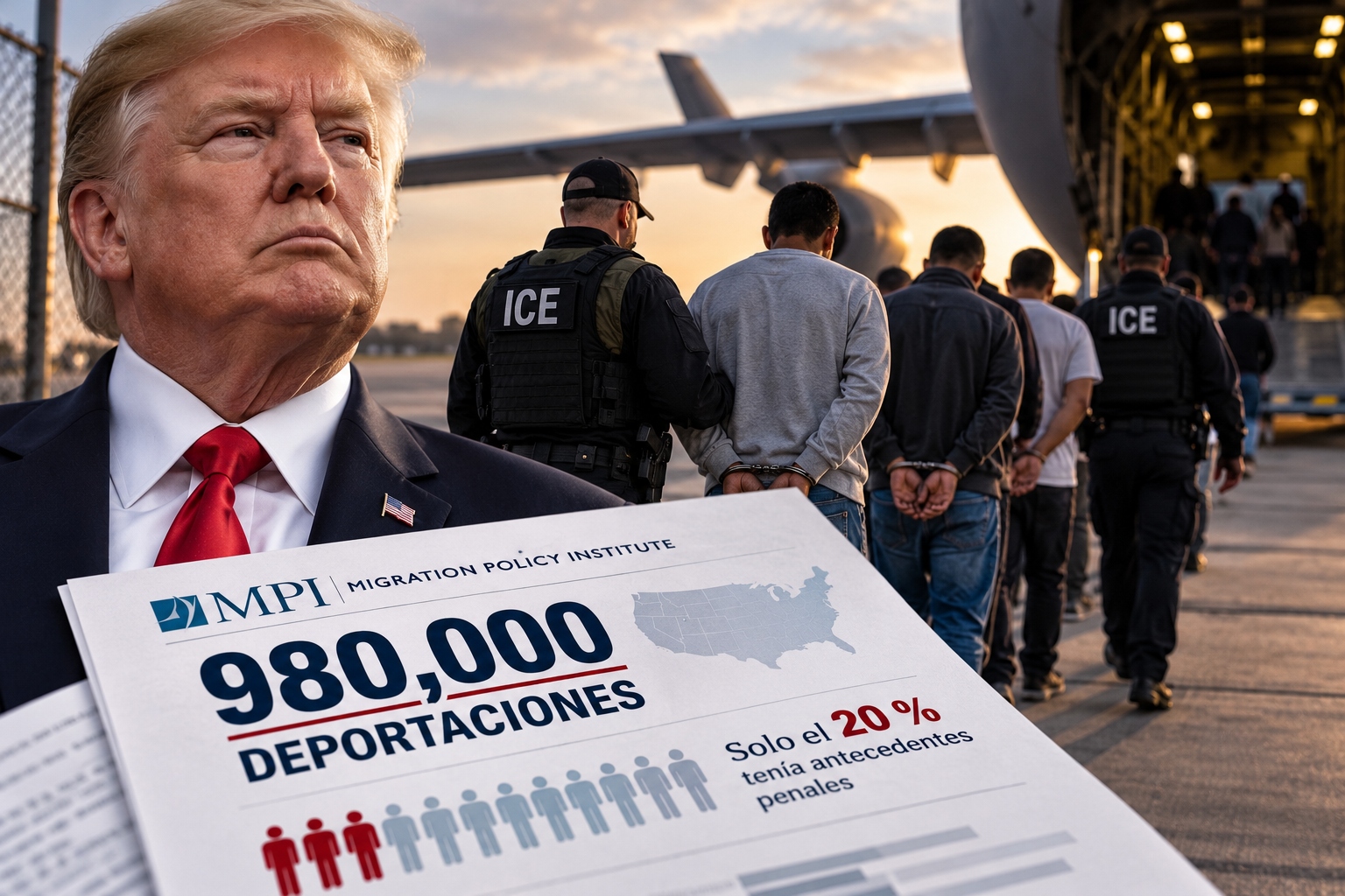Casi 980,000 inmigrantes deportados bajo Trump: solo uno de cada cinco tenía antecedentes penales