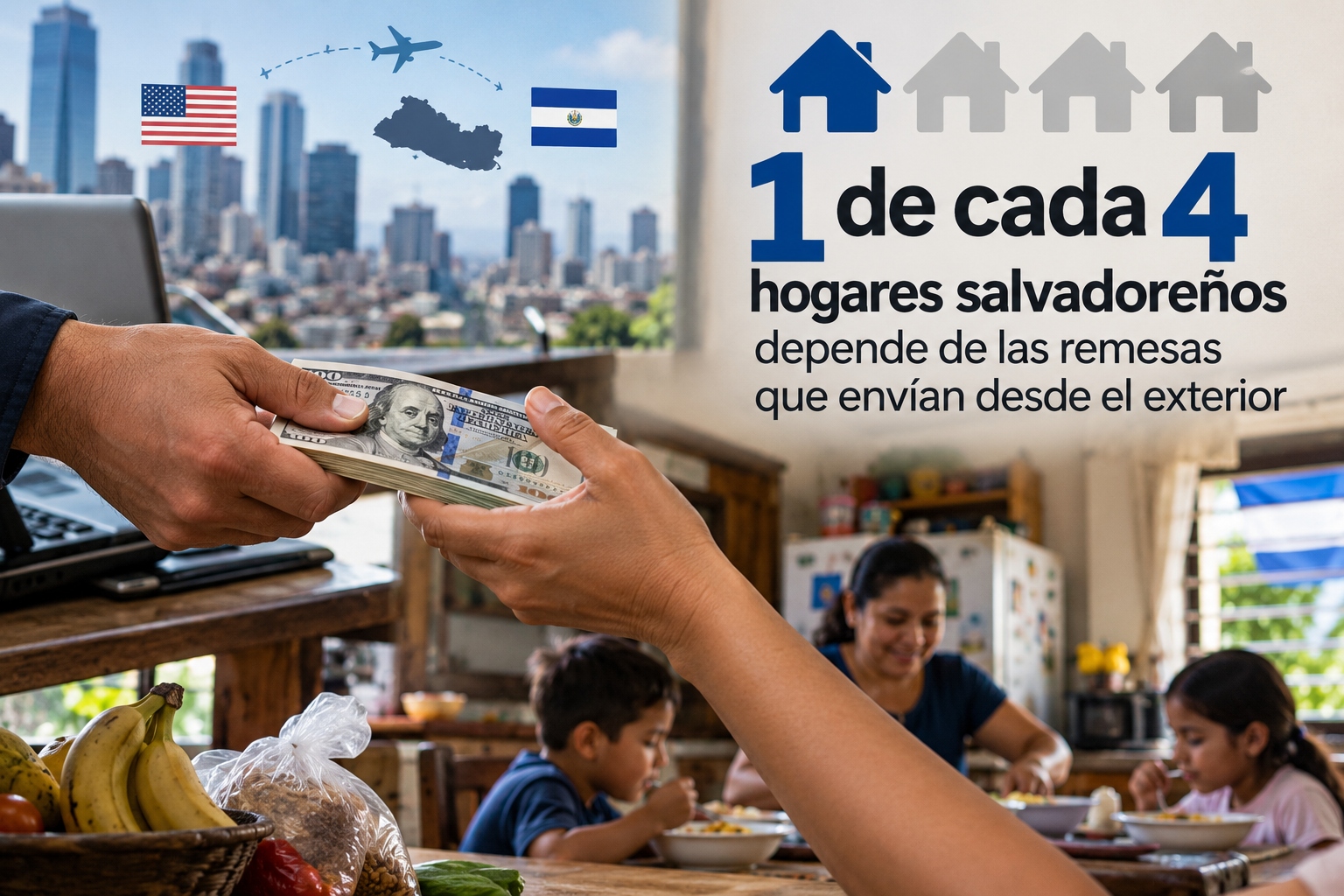 Uno de cada cuatro hogares salvadoreños depende de las remesas enviadas desde el extranjero